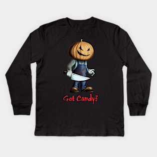 Pumpkin Kid Got Candy Halloween Design Kids Long Sleeve T-Shirt